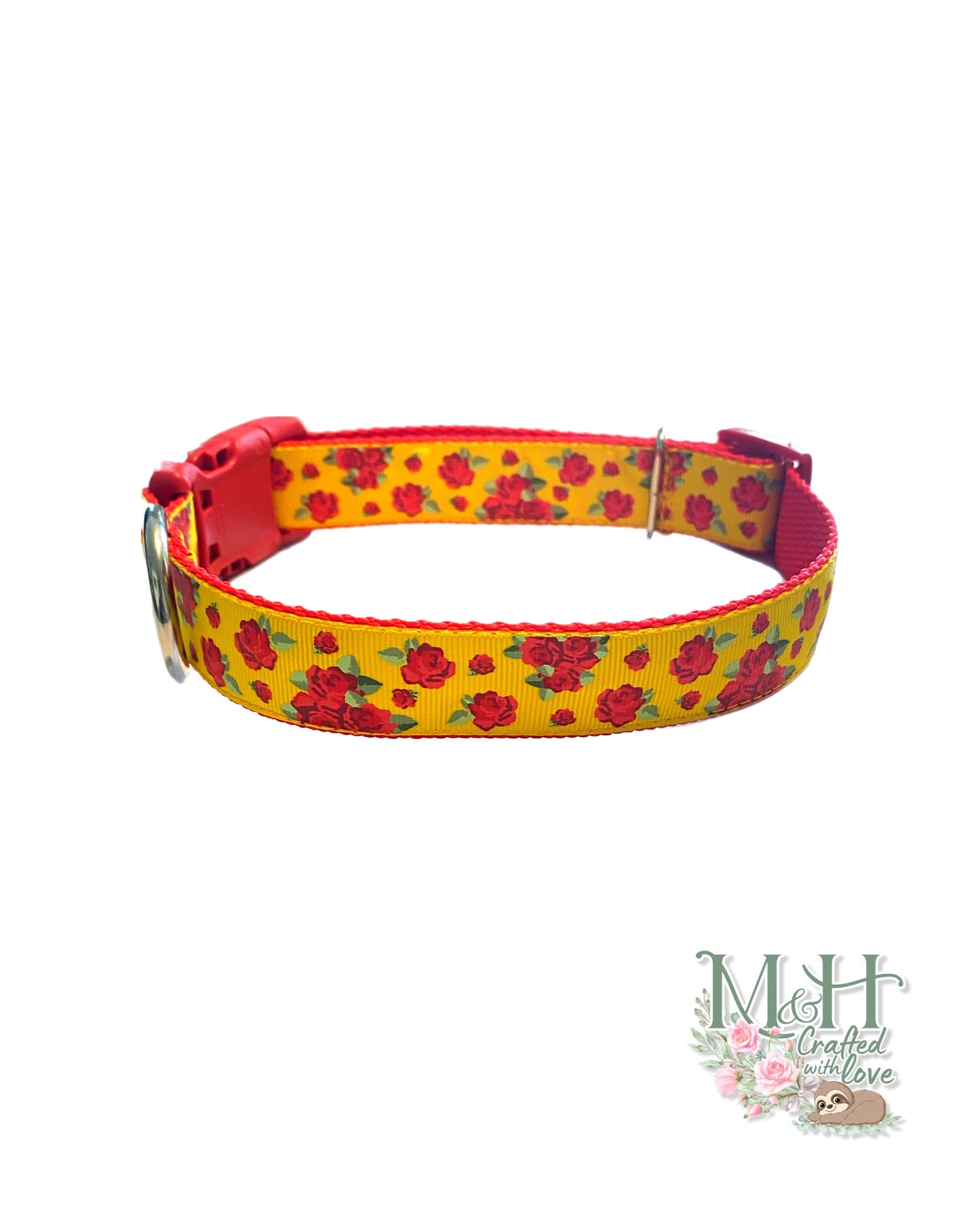 Red Rose Dog Collar