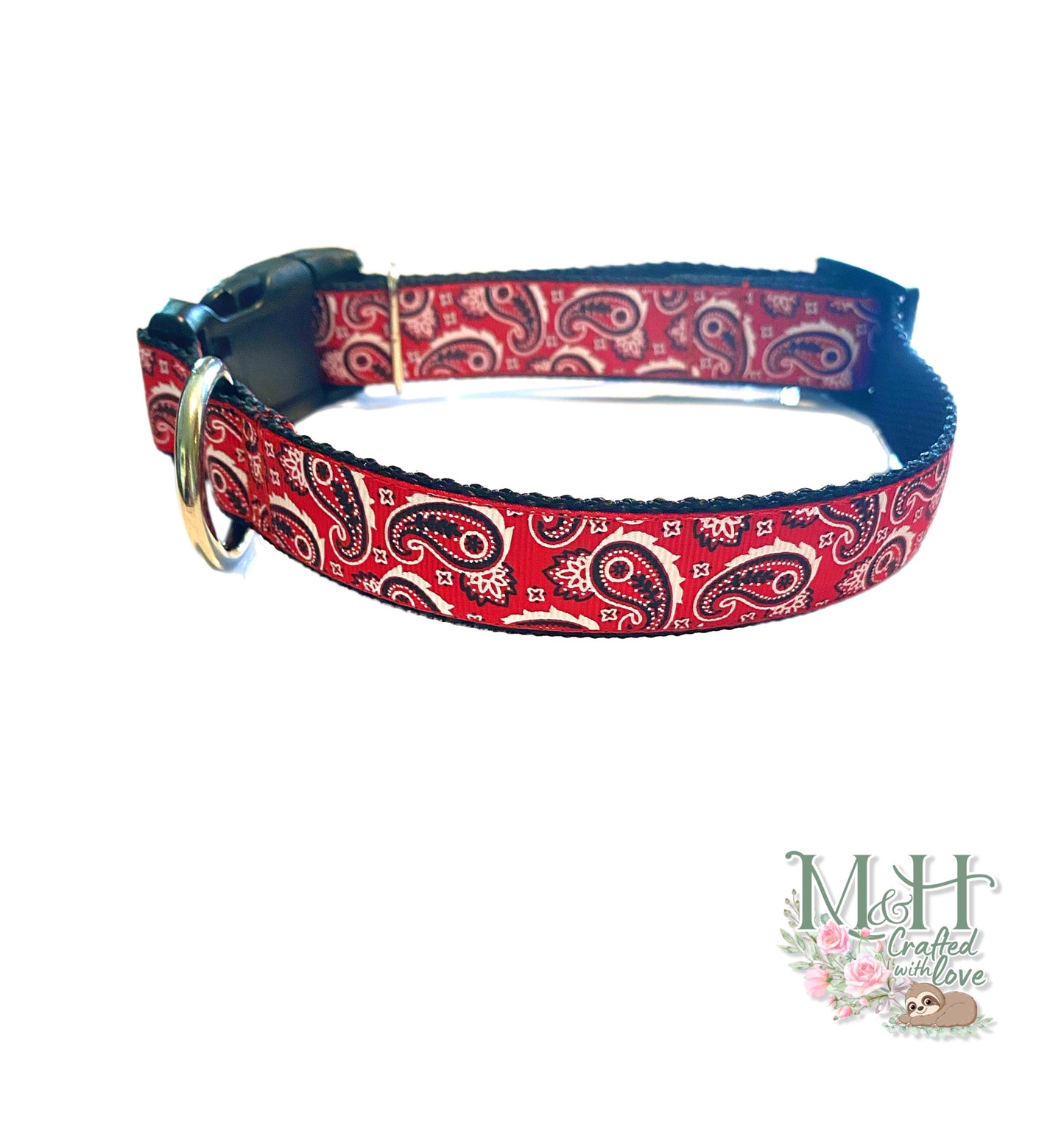 Red Paisley Dog Collar
