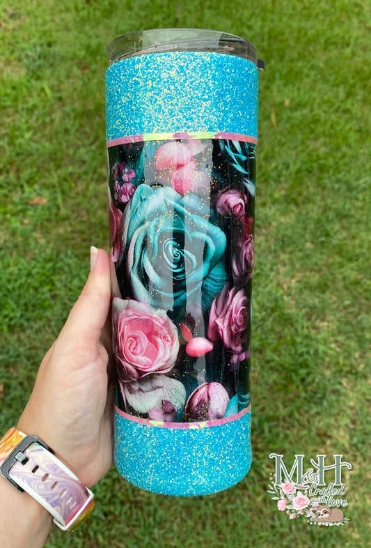Enchanted Rose Glitter Tumbler